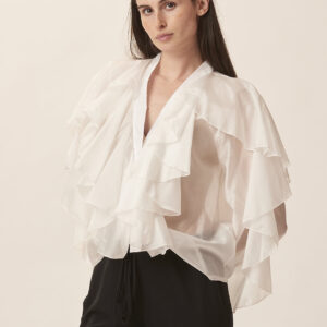 GD394-BLUSA-ML-CON-VOLANT-BIANCO-1789 BLOUSE WITH RUFFLES |
