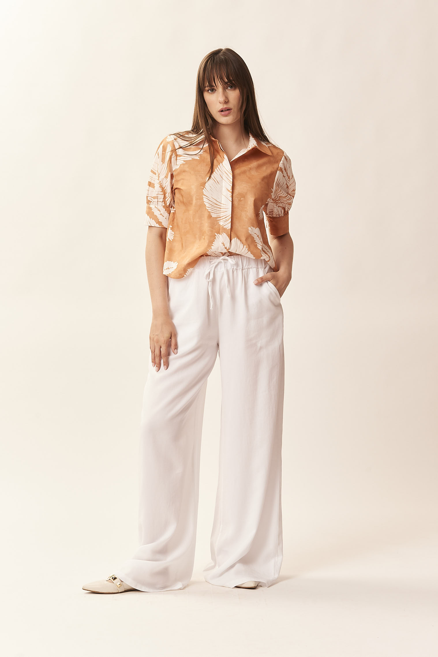 FLUID LYOCELL TROUSERS - YOU, WHITE