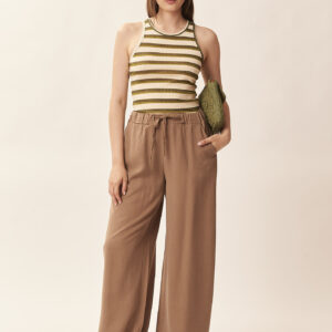 GD403PANTAPALAZZO-FLUIDO-LYOCELLMARRONE-851 FLUID LYOCELL TROUSERS |