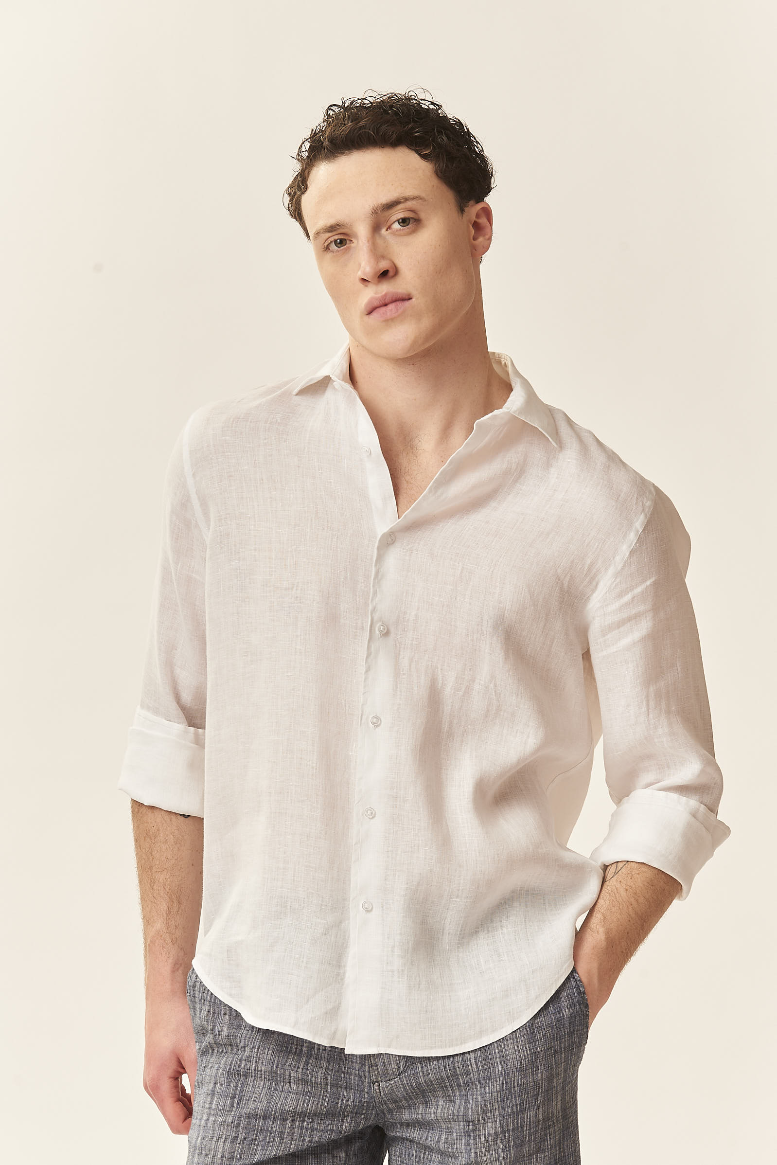 GU015-CAMICIA-100-LINO-ML-C.FRANCESE-BIANCO-29 LINEN SHIRT |