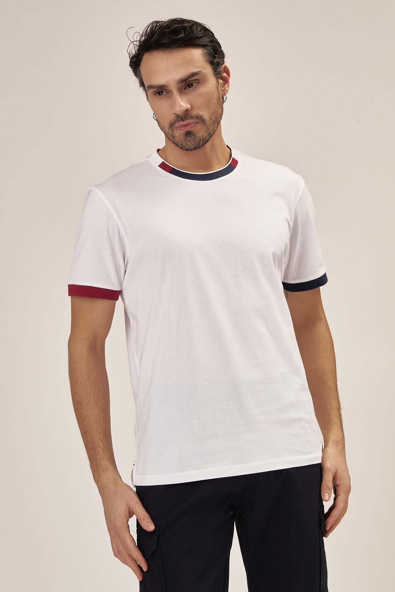 GU101-T-SHIRT-PIQUET-CONTRASTI-BIANCO-1271 CONTRASTS PIQUÉ T-SHIRT |