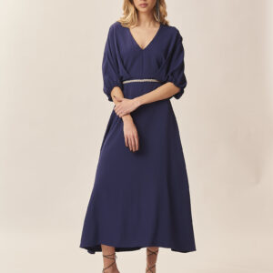BALLOON SLEEVE DRESS V-NECK |
