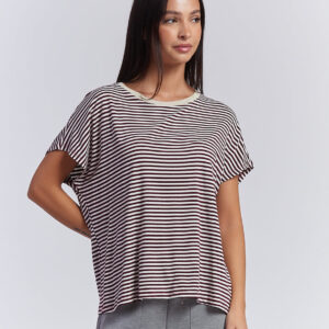 hd050_tshirt-neck-stripes-lurex_amarone STRIPED T-SHIRT WITH LUREX DETAIL |