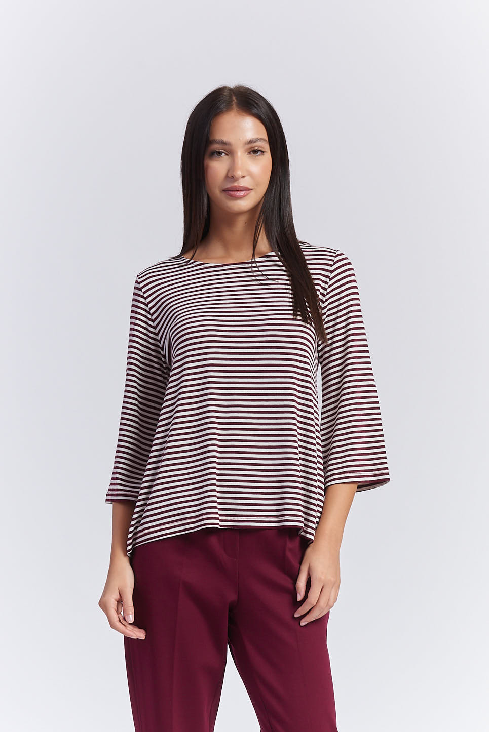 STRIPED VISCOSE T-SHIRT