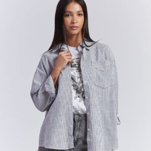 hd059_camicia-über-righe_nero OVERSIZE-HEMD MIT STICK |