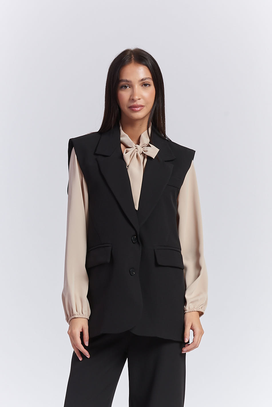 LONG VEST TECHNICAL FABRIC