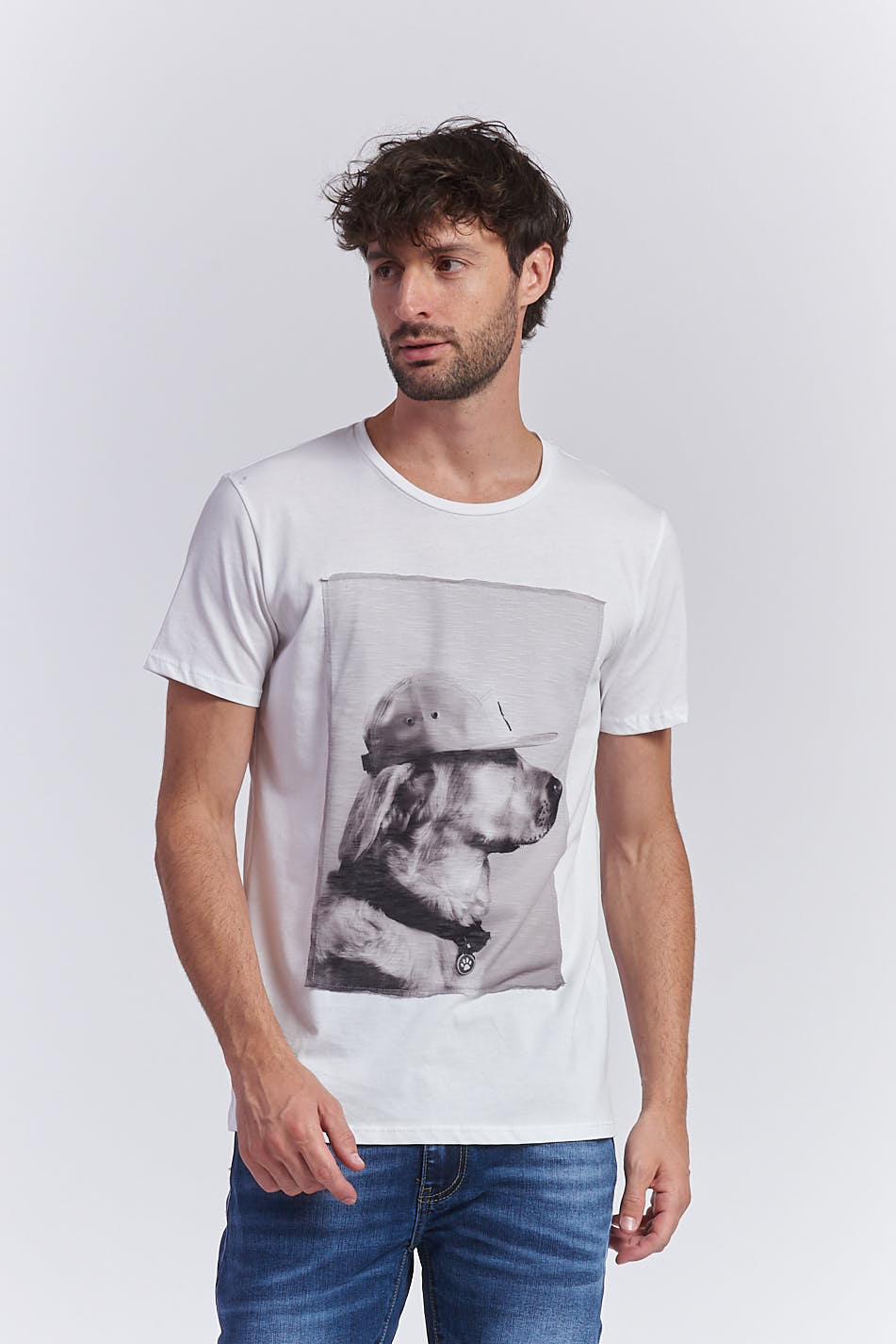 T-SHIRT AUS JERSEY MIT GOLDEN RETRIEVER-PRINT