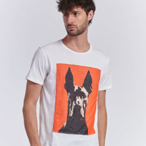 JERSEY-T-SHIRT MIT DOBERMANN-PRINT |