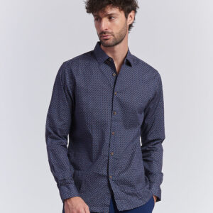 hu126_camicia-normale-passform-microfantasia_blu1 HALB GEMUSTERTES HEMD MIT NORMALER PASSFORM |