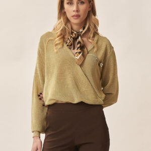 LUREX PULLOVER MIT BROSCHE |