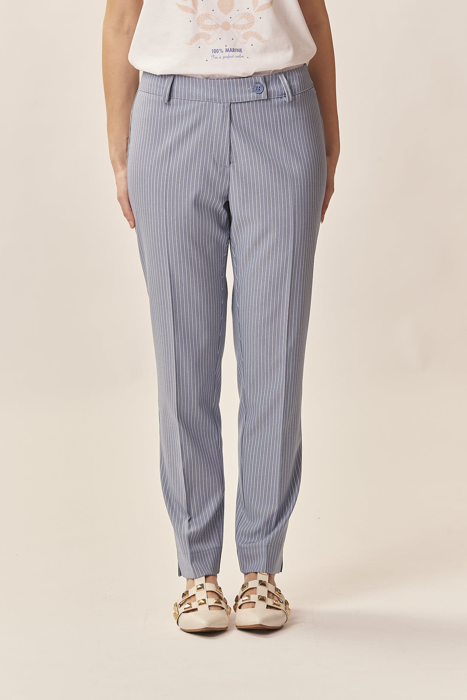 FRESH WOOL PINSTRIPE TROUSERS |