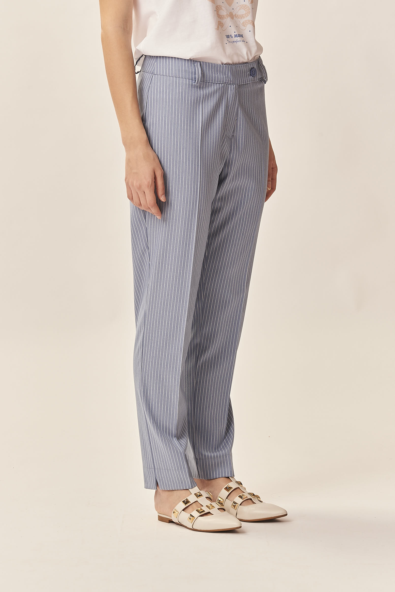 FRESH WOOL PINSTRIPE TROUSERS |