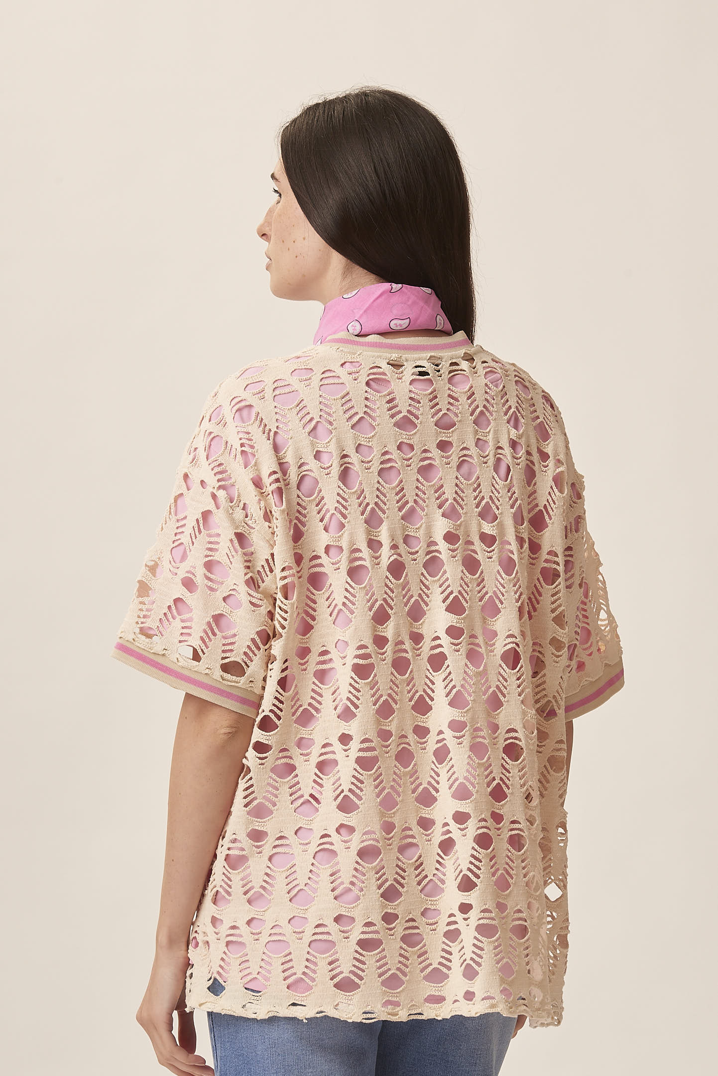 GD307-T-SHIRT-MM-TRAFORATA-ROSA-PINK-1134 PERFORATED T-SHIRT |