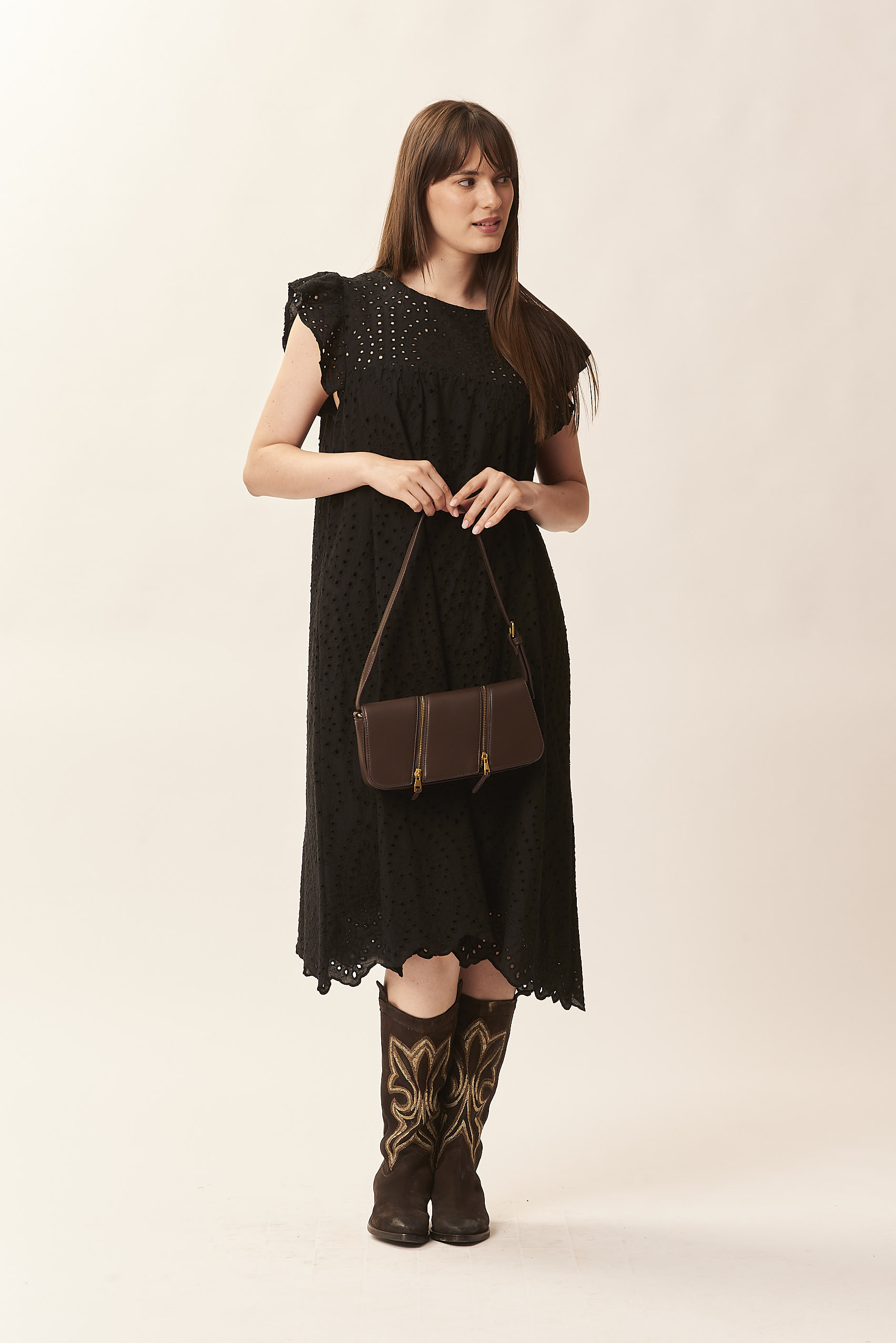 GD362ABITO-SANGALLONERO-520 DRESS IN BRODERIE ANGLAISE |