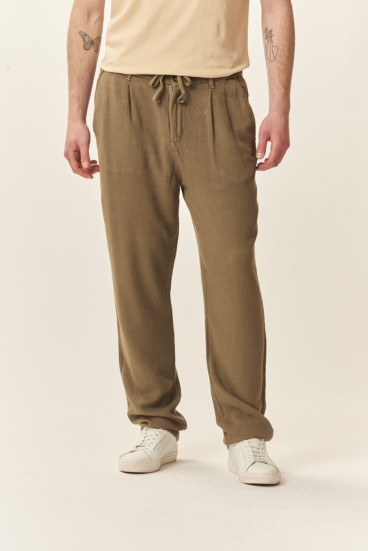 GU059-PANTA-TEX-LINO-MILITARE-383-6 LINEN BLEND TROUSERS |