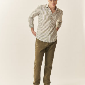 GU060-PANTA-LACCIO-MISTO-LINO-BASIC-MILITARE-453-5 PANTALONI MISTO LINO |