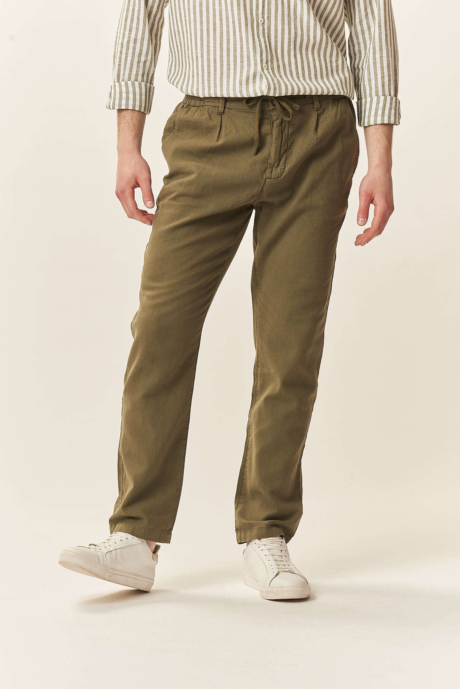 GU060-PANTA-LACCIO-MISTO-LINO-BASIC-MILITARE-456-5 PANTALONI MISTO LINO |