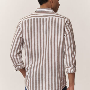 GU067-CAMICIA-TAILORED-M.LINO-RIGA-LARGA-MARRONE-498-1 LOOSE-STRIPED LINEN SHIRT |