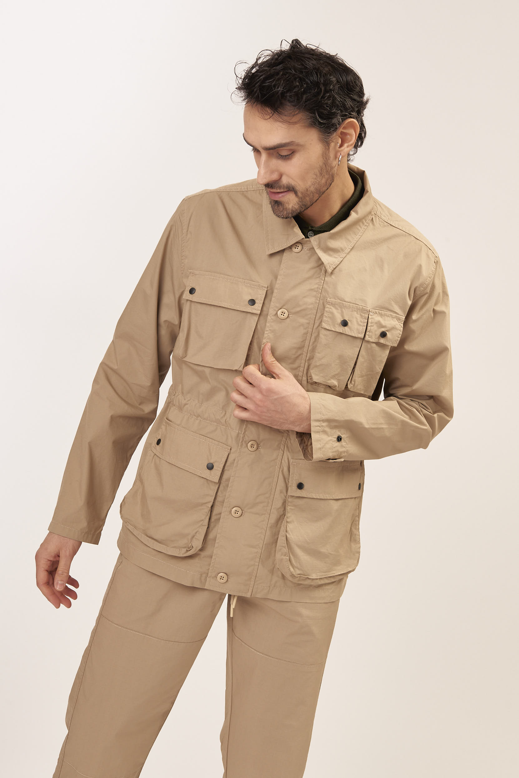 GU070-RIP-STOP-JACKET-KAKI-338-4 SAFARI JACKET IN RIP STOP FABRIC |
