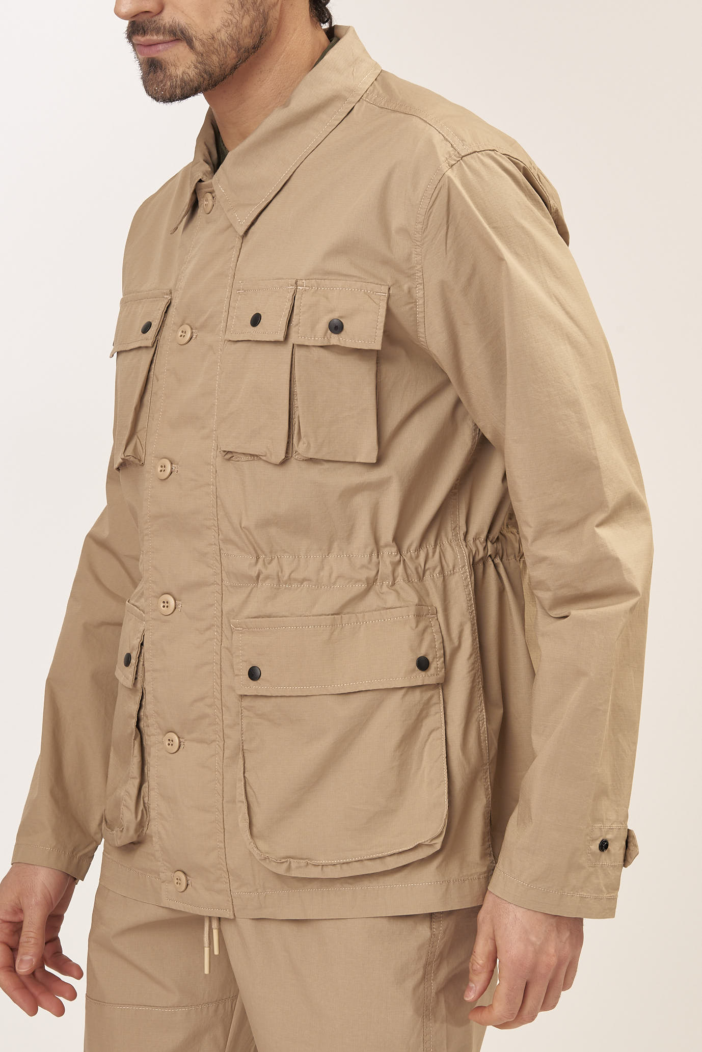 GU070-RIP-STOP-JACKET-KAKI-339-4 SAFARI JACKET IN RIP STOP FABRIC |