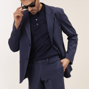GU078-GIACCA-PUNTO-MILANO-BLU-633 GIACCA TESSUTO ELASTICIZZATO 2 BOTTONI |