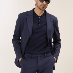 GU078-GIACCA-PUNTO-MILANO-BLU-635 GIACCA TESSUTO ELASTICIZZATO 2 BOTTONI |