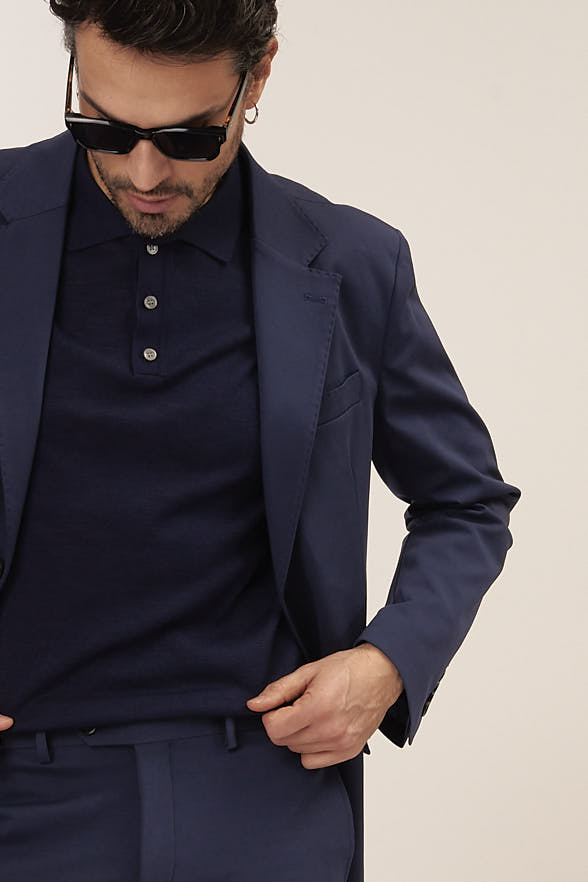 GU078-GIACCA-PUNTO-MILANO-BLU-640 GIACCA TESSUTO ELASTICIZZATO 2 BOTTONI |