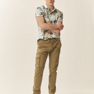 GU161-PANTALONE-CARGO-GABARDINA-KAKI-1067 PANTALONI CARGO IN COTONE |