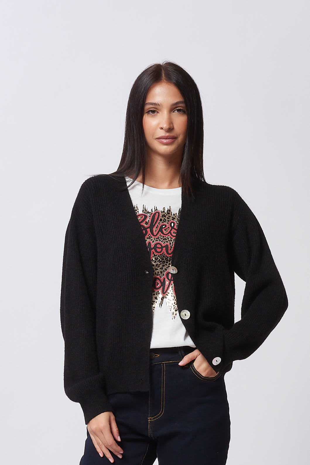 RIBBED CARDIGAN
