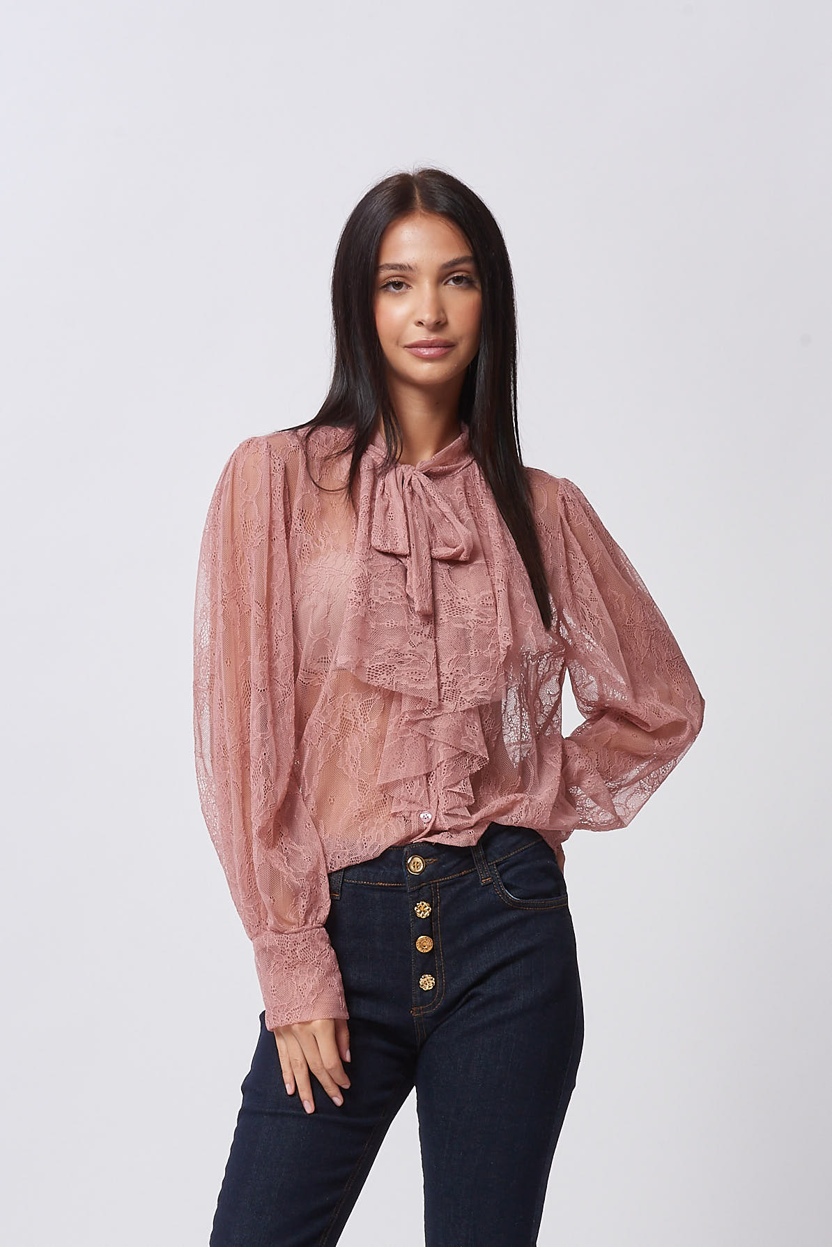 LACE SHIRT WITH LAPEL