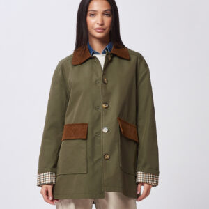 HD164-WATERPROOF-VELVET-MILITARY-DETAILS-785 RAINCOAT WITH VELVET DETAILS |
