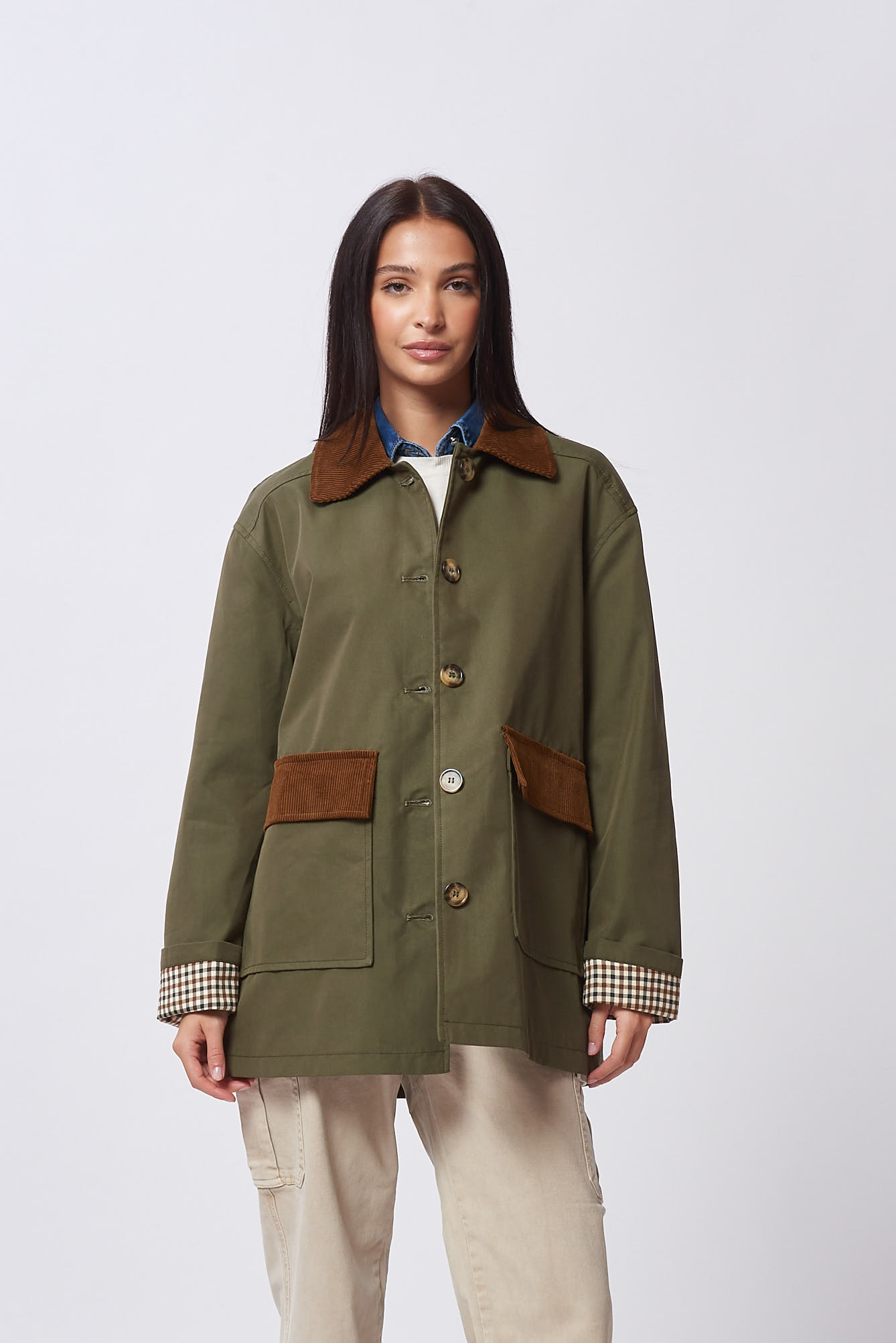 RAINCOAT WITH VELVET DETAILS
