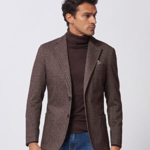 HU114-HERRINGBONE-JACKET-BROWN-554 SPIKED JACKET |