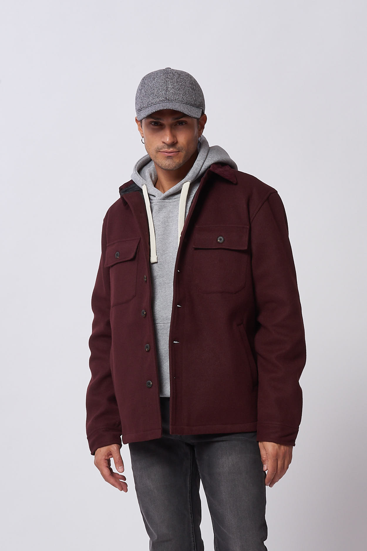 HU116-OVERSHIRT-IN-PANNO-BORDEAUX-593-2 CLOTH COAT |