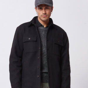 HU116-OVERSHIRT-IN-CLOTH-BLACK-575 CLOTH COAT |