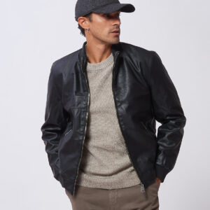 HU152-JACKET-FAUX LEATHER-BLACK-1031 FAUX LEATHER JACKET |
