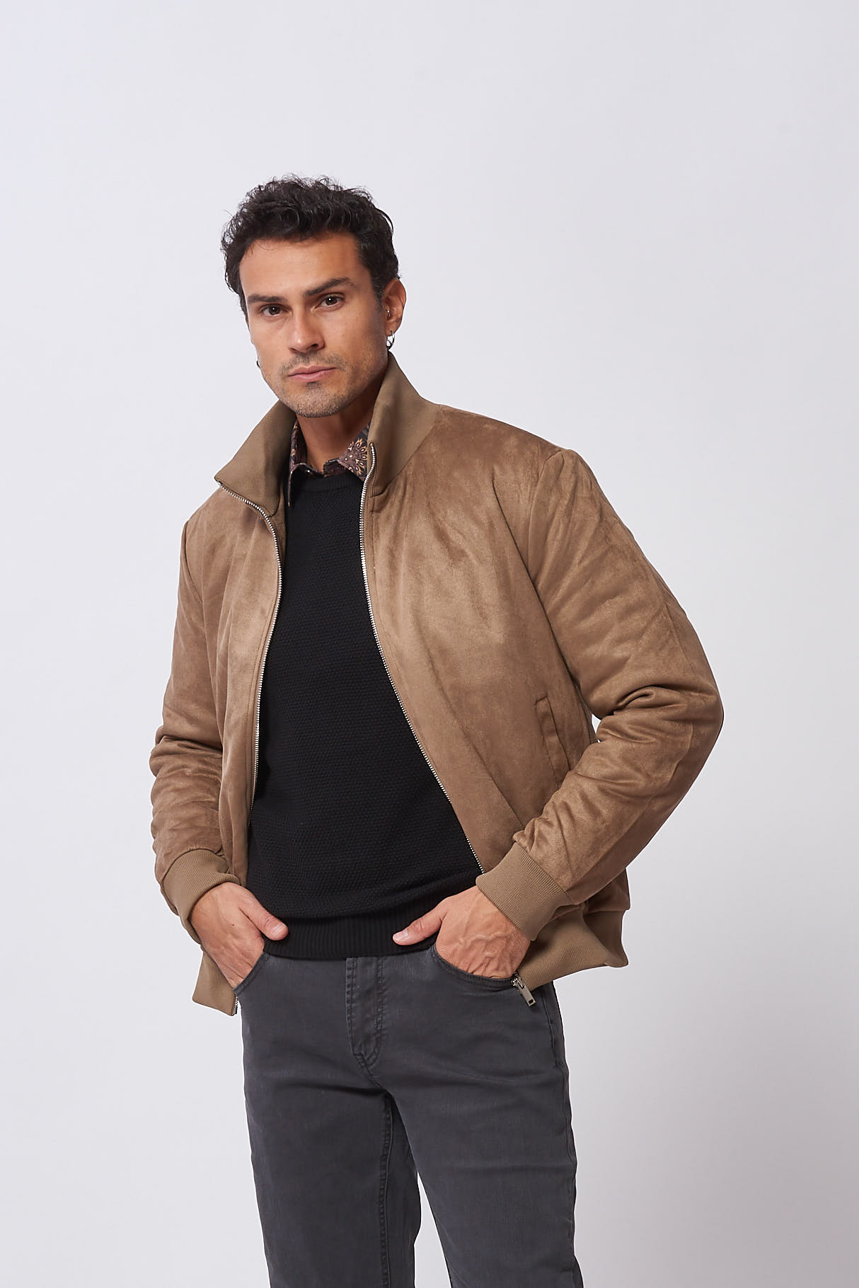 SUEDE JACKET - S, KAKI