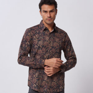 HU155-SHIRT-ML-PATTERN-BLACK-1057 PATTERNED SHIRT |
