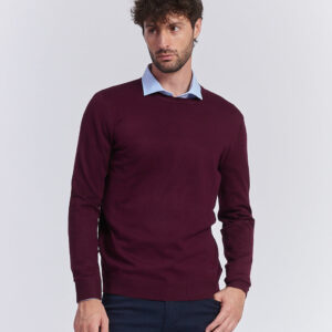 hu018_maglia-in-viscosa-basica_burgundy PULLOVER AUS VISKOSE MIT RUNDHALSAUSSCHNITT |