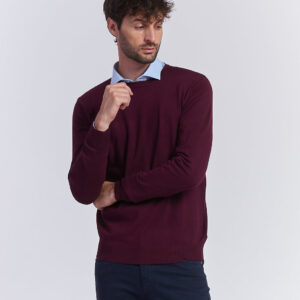 hu018_maglia-in-viscosa-basica_burgundy1 PULLOVER AUS VISKOSE MIT RUNDHALSAUSSCHNITT |