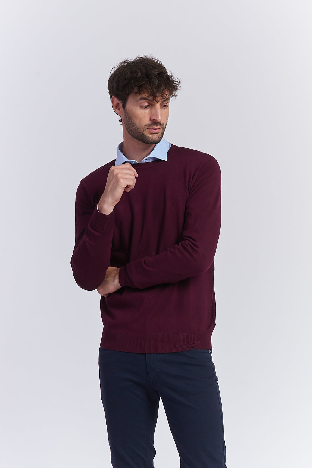 hu018_maglia-in-viscosa-basica_burgundy1 PULLOVER AUS VISKOSE MIT RUNDHALSAUSSCHNITT |