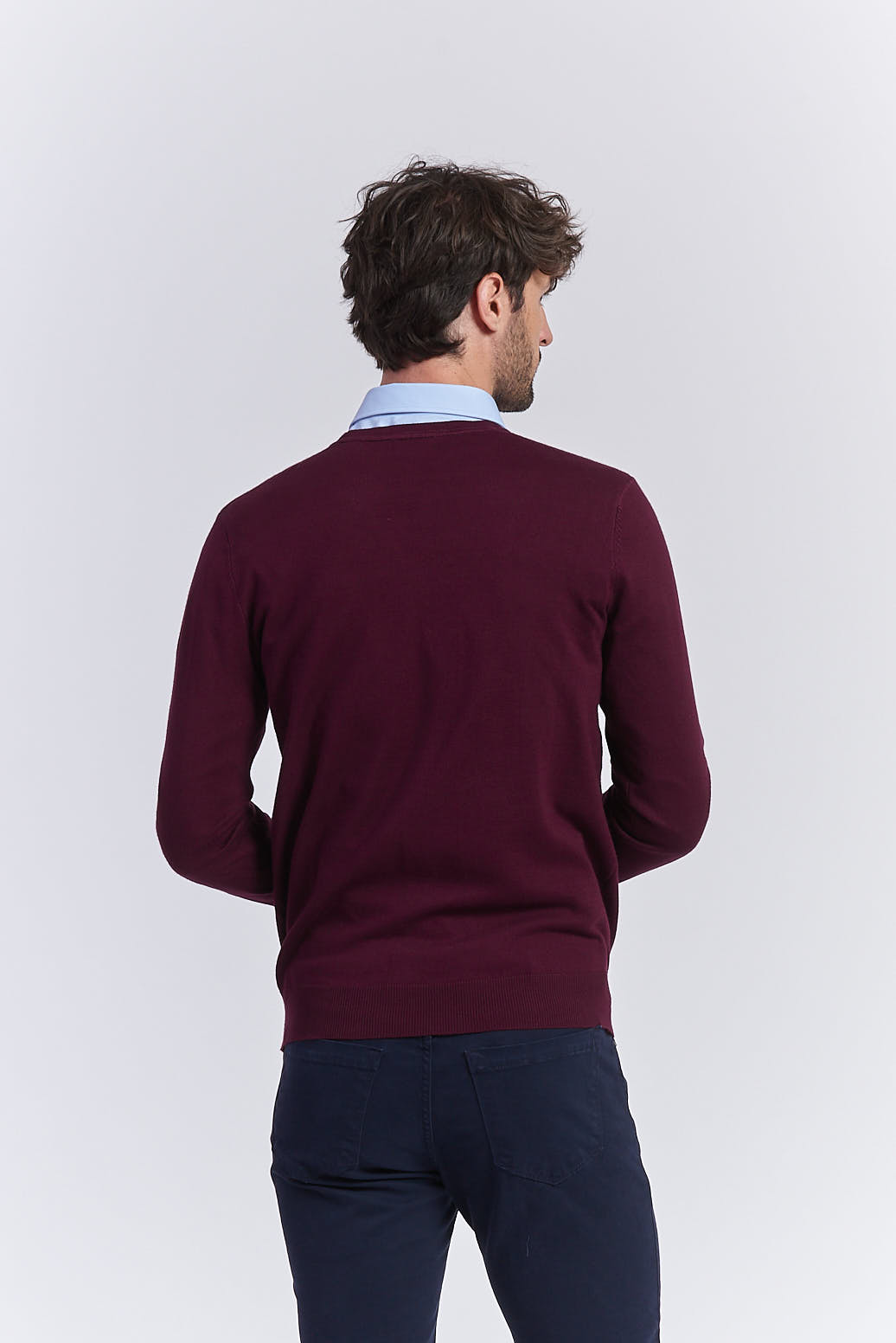 hu018_maglia-in-viscosa-basica_burgundy3 PULLOVER AUS VISKOSE MIT RUNDHALSAUSSCHNITT |