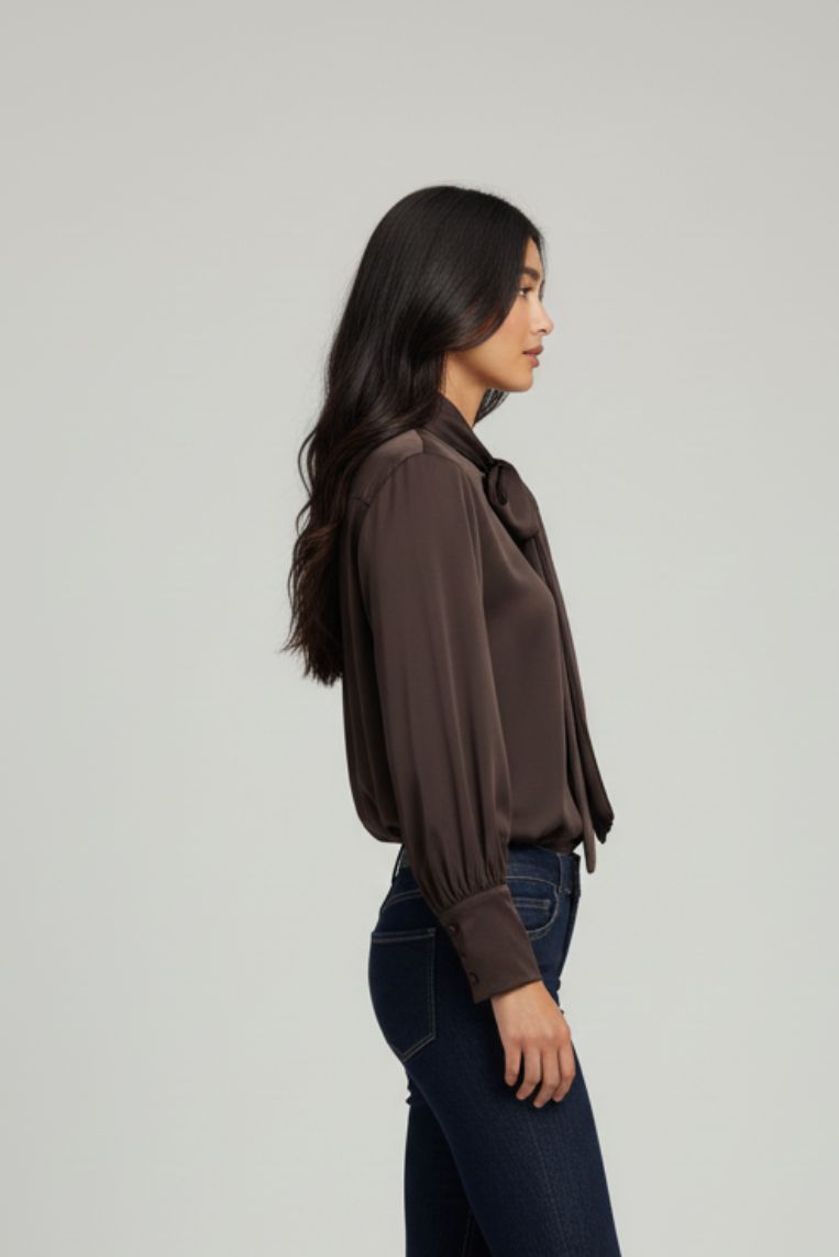 SATIN BOW SHIRT