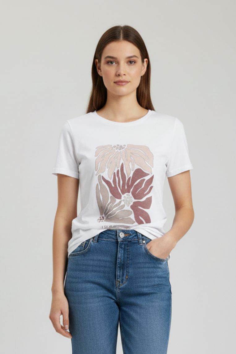 FLOWERS PRINTED T-SHIRT