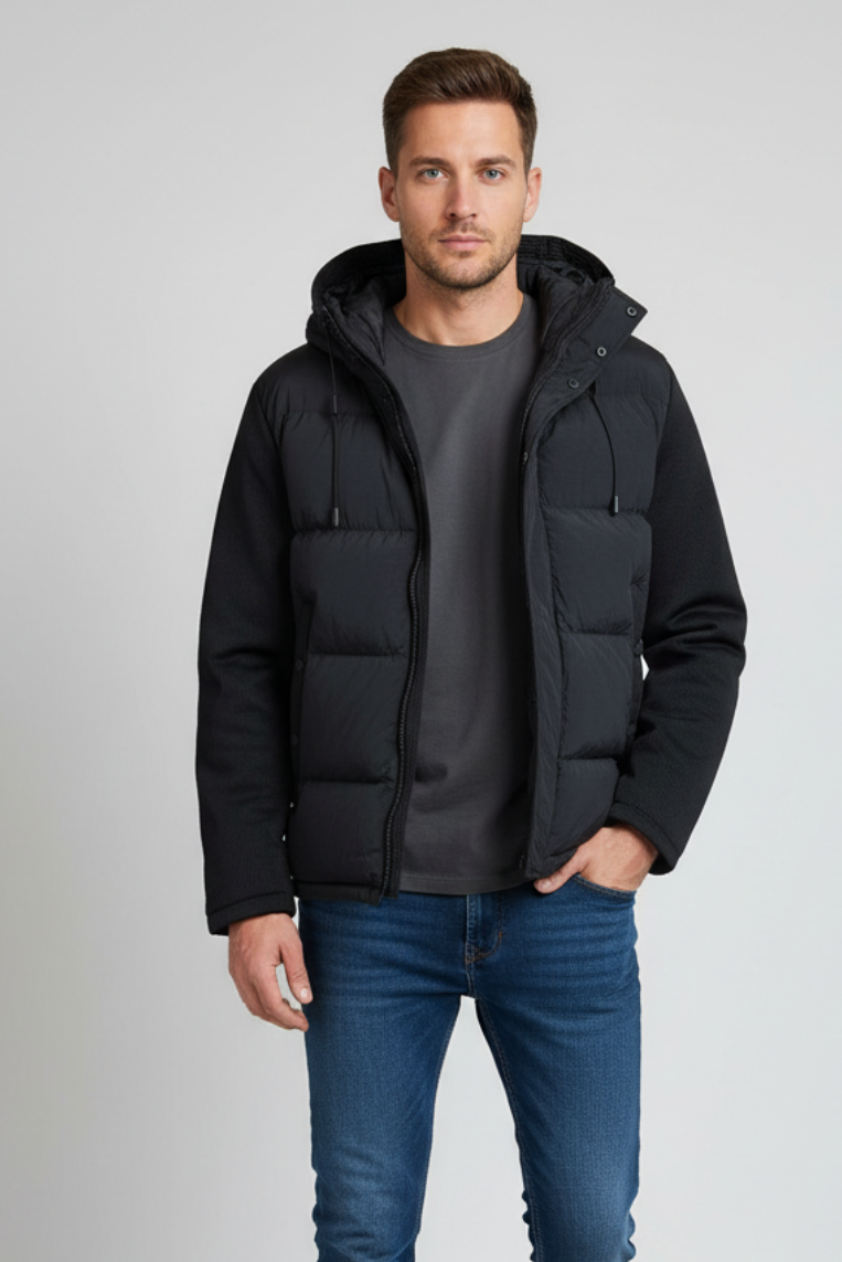 WATTIERTE JACKE MIT STRICKÄRMELN