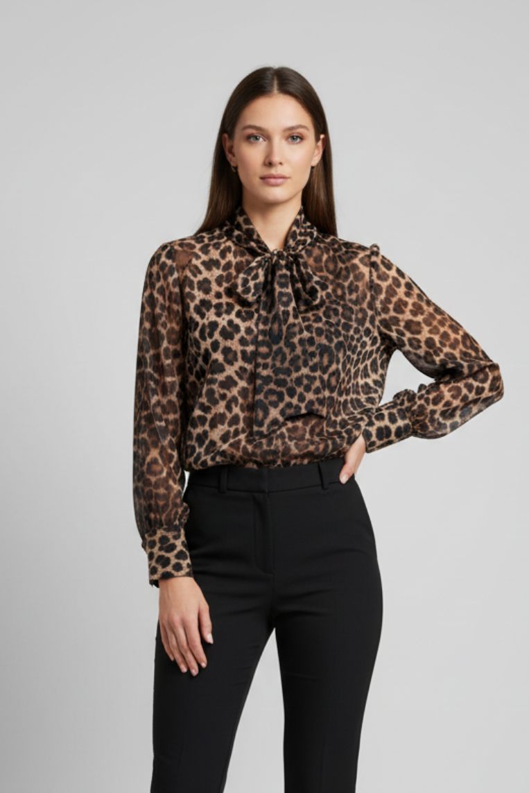 HEMD MIT ANIMAL-PRINT UND SCHLEIFE