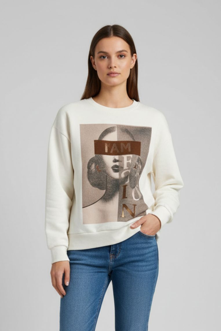 DAMEN SWEATSHIRT MIT GESICHTSPRINT