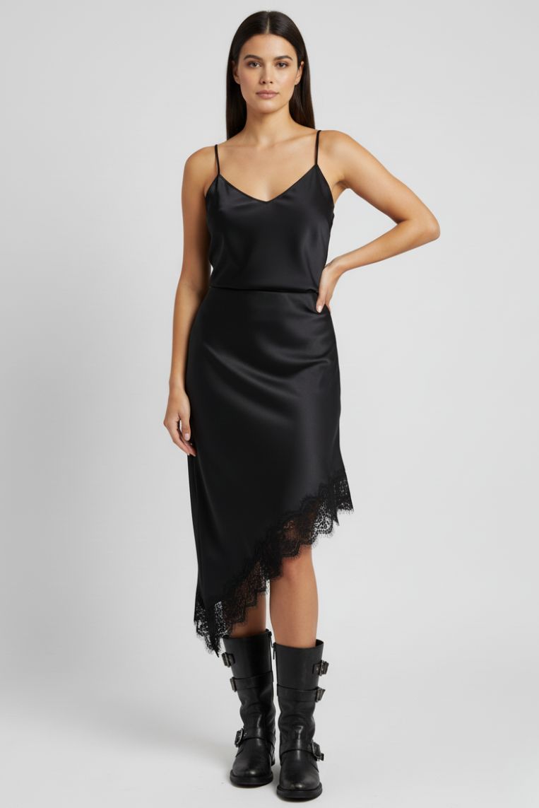 ROCK AUS SATIN UND ASYMMETRISCHER SPITZE