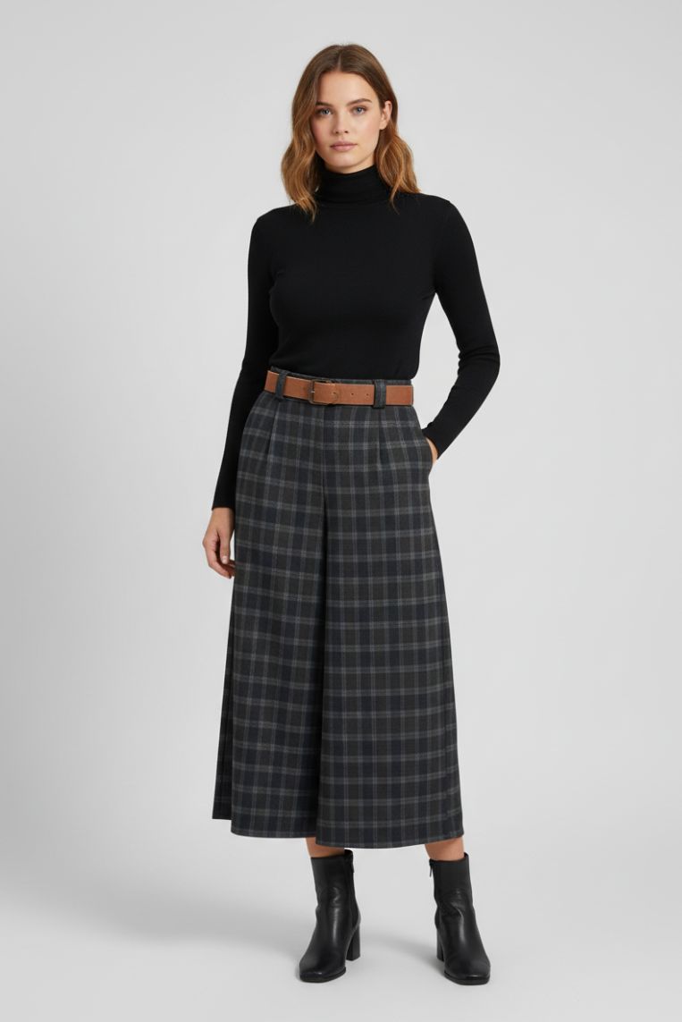 WEITE KARIERTE HOSE MIT GÜRTEL