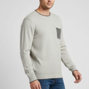 48-2 PULLOVER MIT WABENBINDUNG UND KONTRASTIERENDER BRUSTTASCHE |